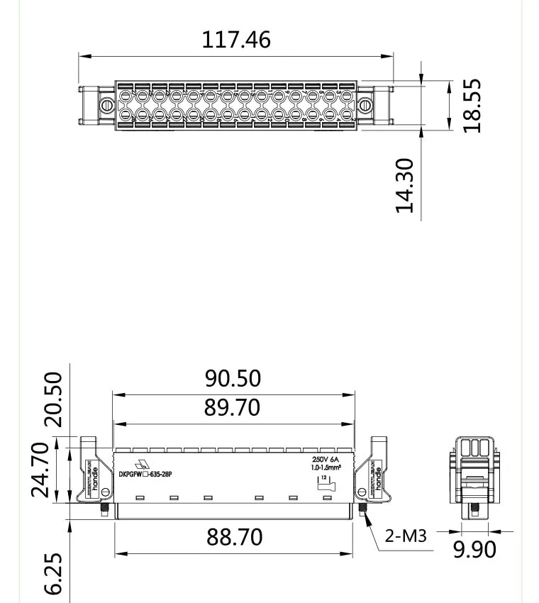 插拔式免螺丝接插件DKPGFW/H-635-28P(图1)