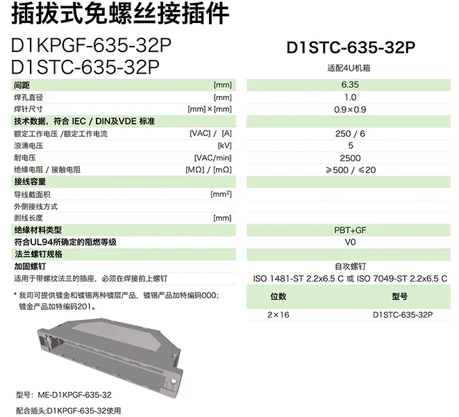 插拔式免螺丝接插件D1STC-635-32P(图1)