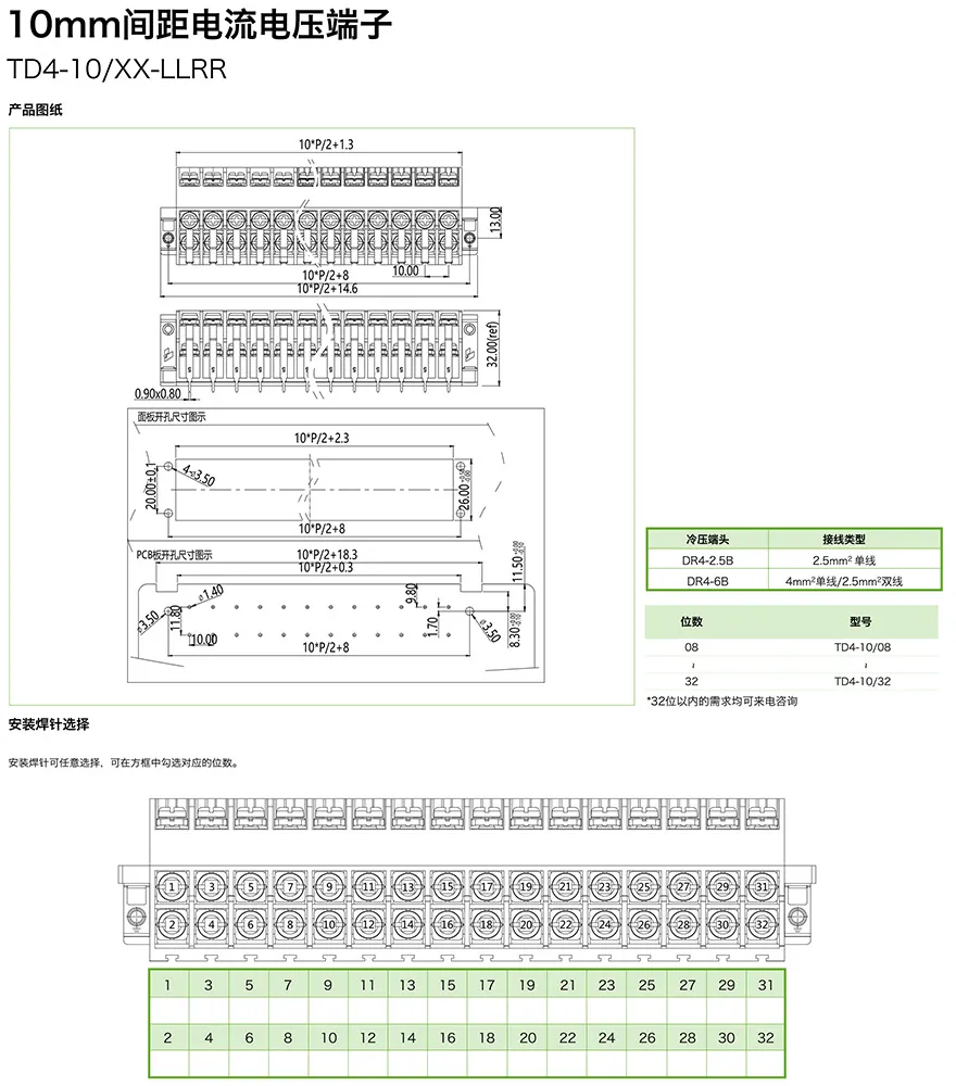 10mm间距电流电压端子TD4-10/XX-LLRR(图1)