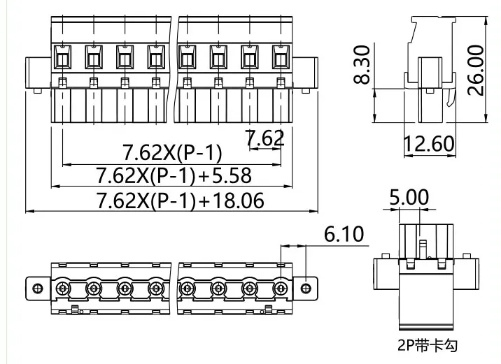 插拔式端子台-插头PGF-762RL(图1)