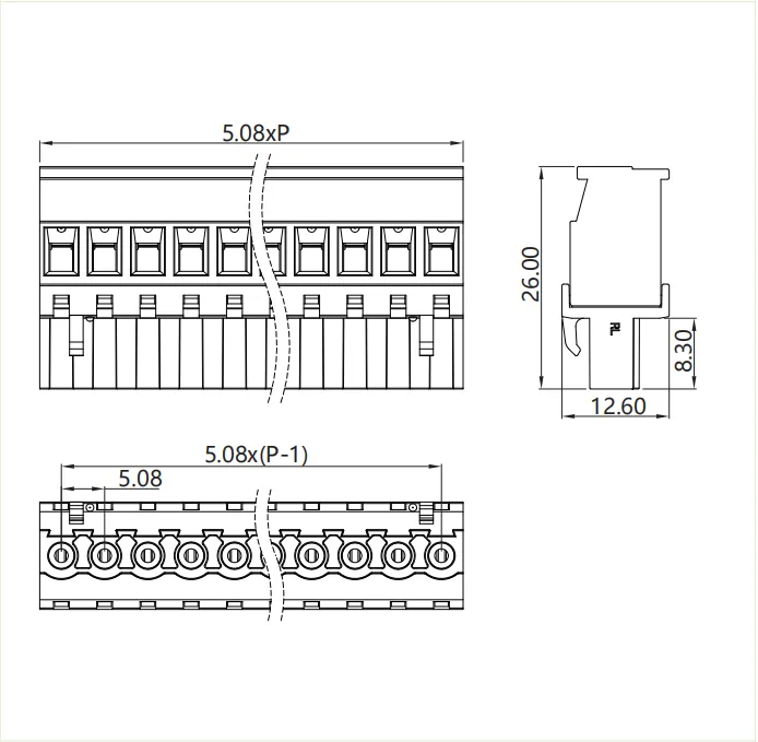 插拔式端子台-插头PG-508R(图1) 插拔式端子台-插头PG-508R(图1)