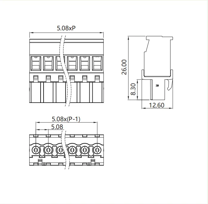 插拔式端子台-插头PG-508RL(图1) 插拔式端子台-插头PG-508RL(图1)