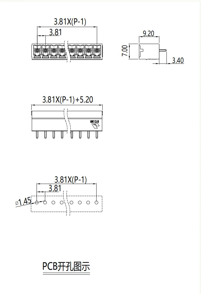 插拔式端子台-插座STC-381V(图1)